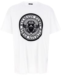 Balmain - Logo Medallion T-Shirt - Lyst