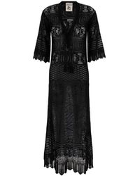 Semicouture - Long Dress With Lace-Up Closure - Lyst