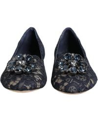 Dolce & Gabbana - Taormina Lace Crystals Flats Shoes - Lyst