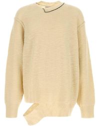 Yohji Yamamoto - Cream Wool Oversize Sweater - Lyst
