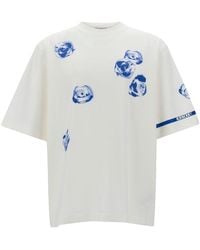 Burberry - Crewneck T-Shirt With All-Over Rose Print - Lyst