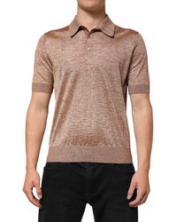 Dolce & Gabbana - Silk Textured Short Sleeve Polo T-Shirt Cotton - Lyst