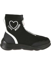 Love Moschino Zip Logo Sock Sneakers - Black