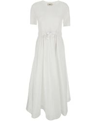 Herno - Crewneck Long Dress With Front Knot - Lyst