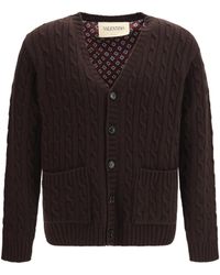 Valentino - Virgin Wool V-Neck Cardigan Merino Ovis Aries Sweater - Lyst