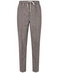 Rick Owens - Pantalon Drawstring Slim Long Noir Mélangé Trousers - Lyst