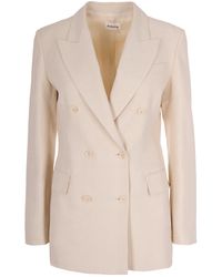 P.A.R.O.S.H. - Sand Double-Breasted Blazer - Lyst
