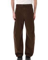 Lemaire - Belted Twisted Twill Trousers - Lyst