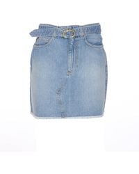 Twin Set - Denim Mini Skirt With Oval T Belt - Lyst