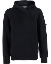 Stone Island - Hoodie With Fixed Hood And Logo Patch On The Sleeve - Lyst
