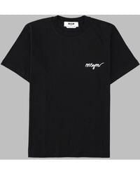 MSGM - Logo T-Shirt Cotton T-Shirts And Polos - Lyst