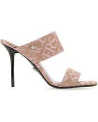 Versace - Embroidered Jacquard Cavas Allover Mules - Lyst