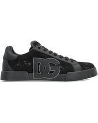 Dolce & Gabbana - Low-Top Sneakers With Leather Inserts Viscose Trainers - Lyst