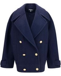 Balmain - Double-Breasted Wool Coat With Buttons Merino Ovis Aries - Lyst