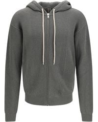 Rick Owens - Ribbed Virgin Wool Knit Hoodie Fleece Ovis Aries Knitwear - Lyst