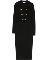 Elisabetta Franchi - Toggle-Fastening Ribbed-Knit Midi Dress - Lyst