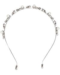 Self-Portrait - Metal Headband With Crystal Bows Brass Hair Accessories - Lyst