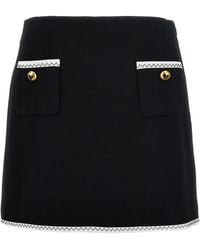 Moschino - Heart-Button Crepe Skirt With Grosgrain Detail - Lyst