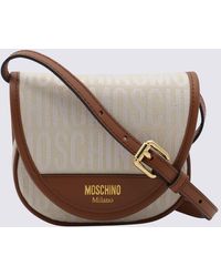 Moschino - Ivory Canvas And Leather Allover Crossbody Bag - Lyst