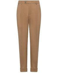 Low Brand - Slim Carrot-Fit Safari-Colored Virgin Wool Trousers With Single Front Pleat - Lyst