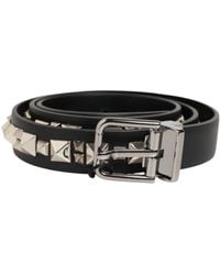 Dolce & Gabbana - Leather Studded-Tone Buckle Belt - Lyst