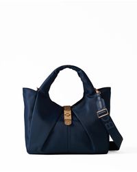 Borbonese - Fabric And Leather Handbag With Shoulder Strap - Lyst