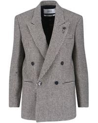 Lardini - Double-Breasted Wool Blend Blazer - Lyst