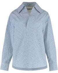 Bottega Veneta - Cotton And Linen Blouse Cotton; Polyamide; Shirt - Lyst