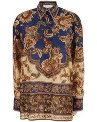 Zimmermann - Aster Relaxed Shirt Is A Multicolored Silk With Pointed Collar And Long Sleeves For Blouses - Lyst