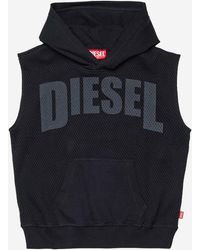 DIESEL - Sleeveless Cotton Mesh Sweatshirt Hoods & Sweatshirts - Lyst