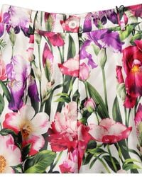 Dolce & Gabbana - Floral Print Tapered Trouser Pants Silk Viscose - Lyst