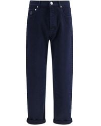 Brunello Cucinelli - Blue Cotton Straight - Lyst