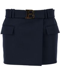 Balmain - Short Wool Low-rise Skirt - Lyst