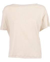 Fabiana Filippi - Ribbed Jersey T-Shirt With Knit Detail On Shoulder Cotton Elastane - Lyst