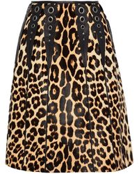 Bottega Veneta - Leopard Print Calf Hair Skirt - Lyst