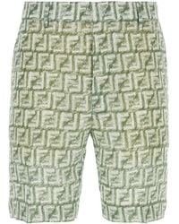 Fendi - Printed Linen Bermuda Shorts - Lyst