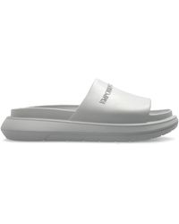 Emporio Armani - Rubber Slides With Logo - Lyst