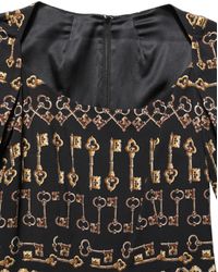 Dolce & Gabbana - Black Key Print Long Sleeves Sheath Midi Dress - Lyst