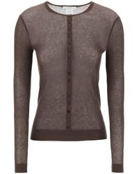 Lemaire - Long Sleeved Semi-sheer Ribbed Top - Lyst