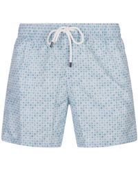 Fedeli - Swim Shorts With Micro Pattern Of Polka Dots And Flowers - Lyst