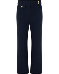 Veronica Beard - Slim Trousers With Decorative Buttons Polyester Straight - Lyst