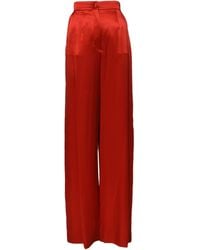 Dolce & Gabbana - Red Satin High Waist Wide Leg Pants - Lyst