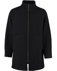 Z Zegna Wool Coat With High Collar - Black