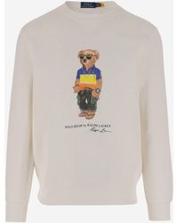 Ralph Lauren - Cotton Blend Sweatshirt With Polo Bear Print - Lyst