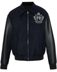 Balmain - Jacket With Leather Sleeves - Lyst