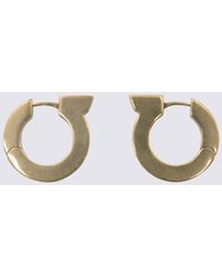 Ferragamo - Brass Hoop Gancini Earrings - Lyst
