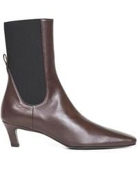 TOTEME - Leather Mid-Heel Ankle Boots - Lyst