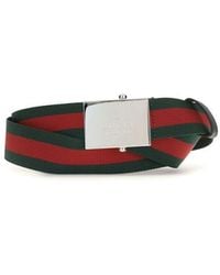 Gucci - Web Ribbon Belt With Rectangular Buckle - Lyst