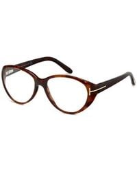 Tom Ford - Eyeglasses Oval Full Rim, Dark Havana Frame And Clear Demo Lenses Lens Ft5245052 Sunglasses - Lyst