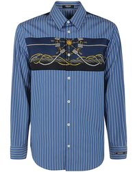 Versace - Informal Shirt Striped Poplin Fabric Printed Inserts - Lyst